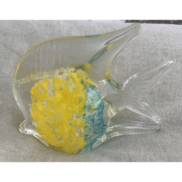Murano Art Glass Angel Fish Paperweight MultiColor Hand Crafted Vintage - Picture 3 of 6